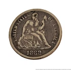 1888 Seated Liberty One Dime United States Coin 10 Cents No Arrows Collection