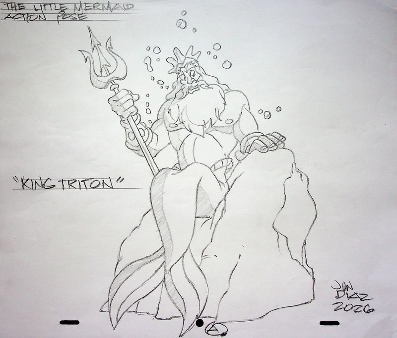 The Little Mermaid (1989) SIGNED Hand-Drawn  Juan Diaz Model Cel Recreation
