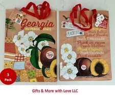 3x Lot Trader Joe NEW REUSABLE 🍑 GEORGIA PEACH GROCERY SHOPPING TOTE GIFT BAGS