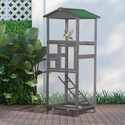 Big Aviary Outdoor Bird Cage for Finches, Parrot, Parakeet, Grey