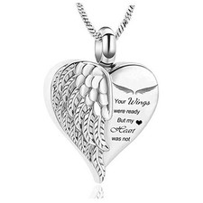 Love Heart Urn Necklace for Ashes Keepsake Memorial Cremation Jewelry Silver