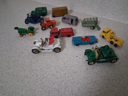Vintage Lesney Matchbox Cars Trucks Junkyard Lot Of 10 Plus 2 Husky