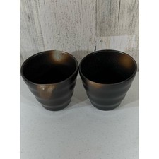 Japanese Ceramic Tea Cups Yunomi Set Two Pair Coffee Brown Beige Mug Vintage