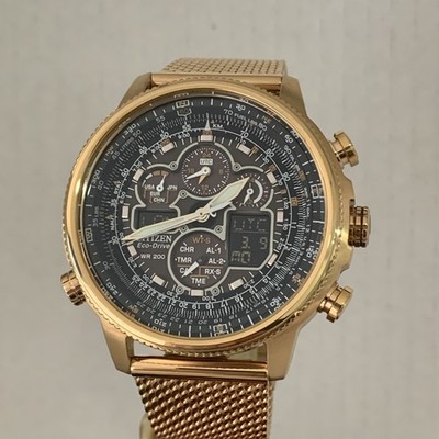 Citizen Men's Navihawk Eco Drive R.Controlled A-T Rose Gold PVD Watch JY8033-51E