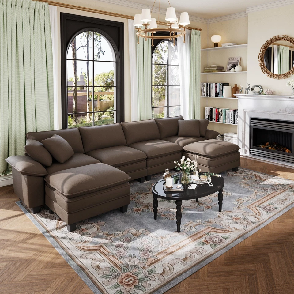 Модульный секционный диван шениль облако диван с шезлонгом и подушкой 6/5/4/1 сиденье - Изображение 4 из 4