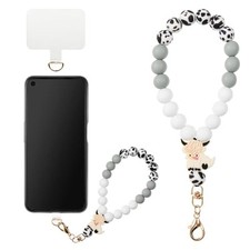 Silicone Beaded Phone Wrist Strap Phone Wristlet Elastic Hands-Free Phone