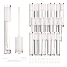 Empty Round Lip Gloss Tubes 22 Pack 5ml White Wand Container Balm Packing Bulk