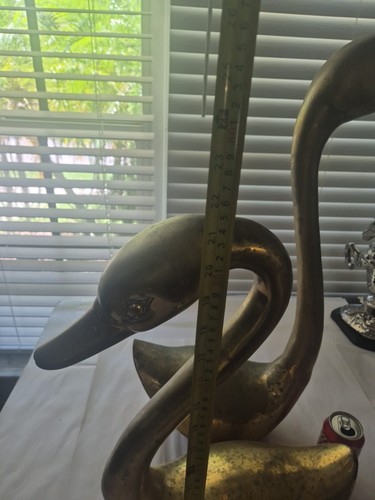 Large Vintage Bronze Swan Pair – 27" & 22" Tall – Heavy 23 lbs – Mid Century Mod - Picture 8 of 8