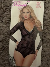 Seven Til Midnight Black Sheer Bodysuit Criss Cross Pattern