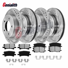 Front Rear Drilled Rotor Brake Pads for Lexus RX330 RX350 RX400h Toyota Highland