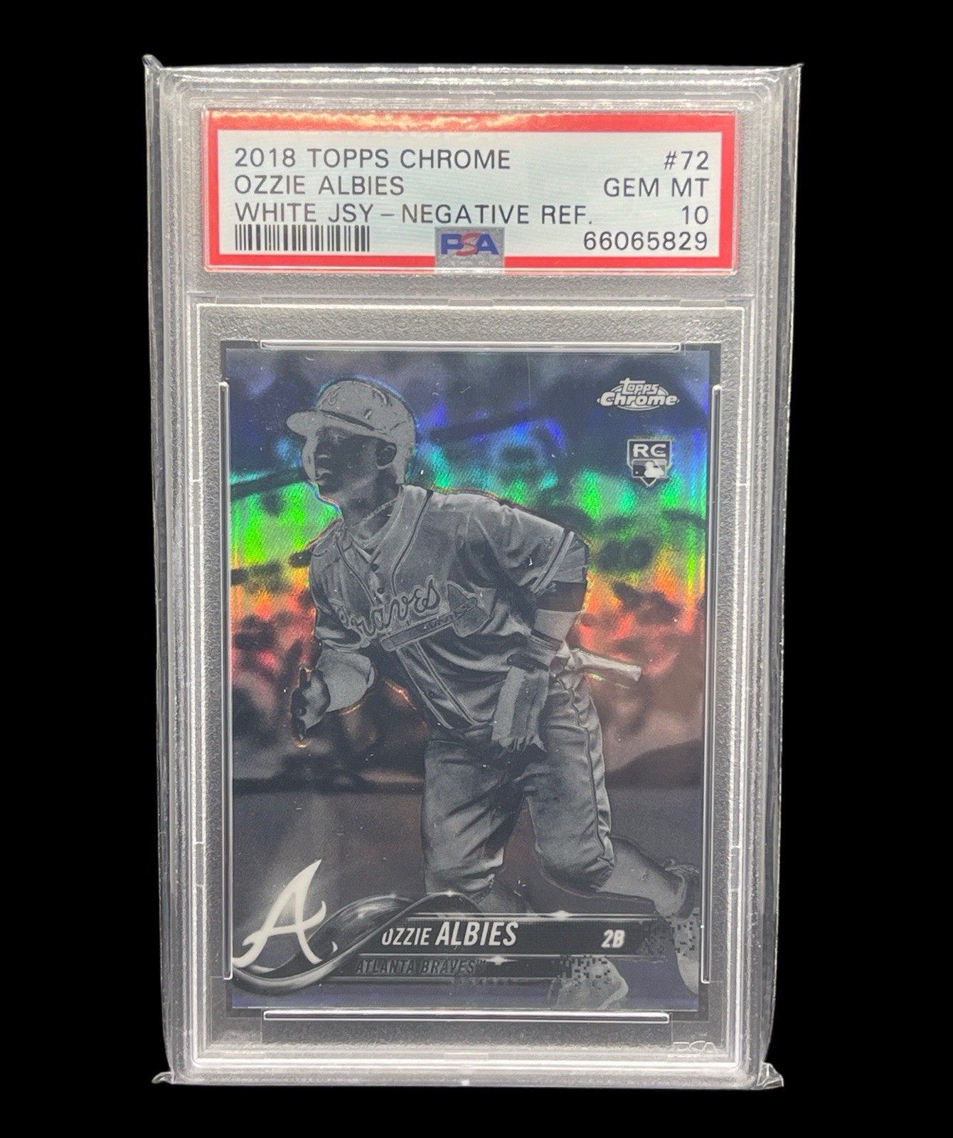 2018 Topps Chrome - Ozzie Albies #72 Negative Refractor (RC) PSA 10