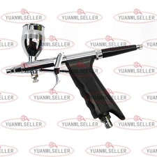 0.3/ 0.5/ 0.8MM NOZZLE DUAL GRAVITY FEED AIRBRUSH PAINT SPRAY GUN CUP SET *yt