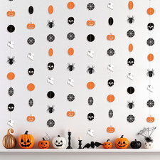 , Orange and Black Halloween Garland - 6.5 Feet, 8 String  Halloween Pumpkin Ga