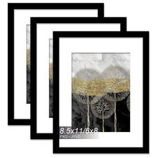 8.5x11 Picture Frame Set of 3, Display Photo 6x8 with Mat or 8.5 x 11 Without...