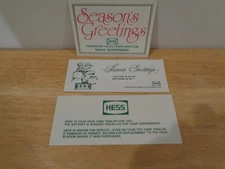 HESS OIL COMPANY 3 PCS SEASON'S GREETING CARDS & 1967 CARD FOR HESS TANK TRAILER