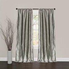 Silver Velvet Rod Pocket Room Darkening Curtain - 40 In. W X 84 In. L Set of 2