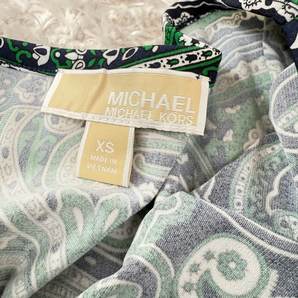 Vestido Michael Kors Para Mujer XL Estampado Cachemira LS Detalle Cadena Carrera Oficina Lujo Foto 4 de 4