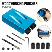 15PCS Pocket Hole Jig Kit Woodworking Guide Oblique Drill Angle Hole Locator UK