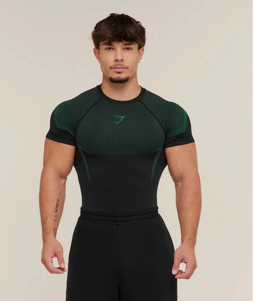 Gymshark Onyx 5.0 v5 Seamless T-Shirt Black/Lift Green SIZE MEDIUM Ships Fast ✅ - Image 3 of 4