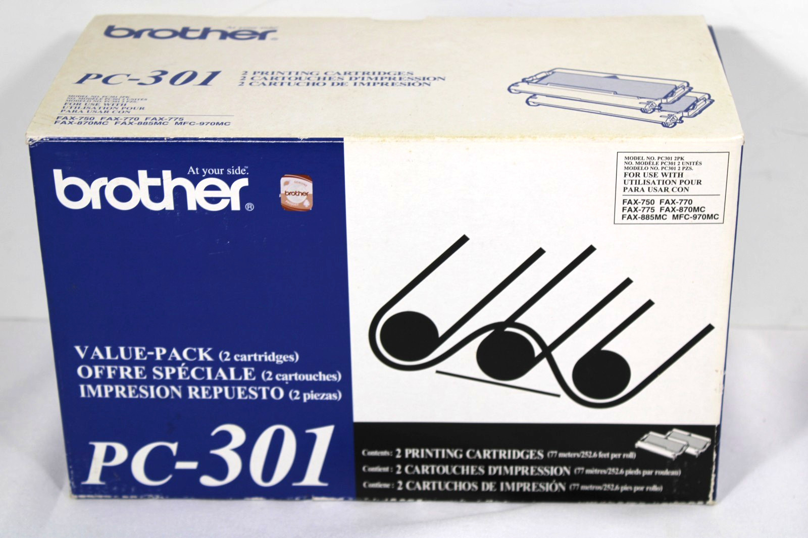 Genuine Brother PC-301 Printing Cartridge (2) Double Pack Black OEM Original