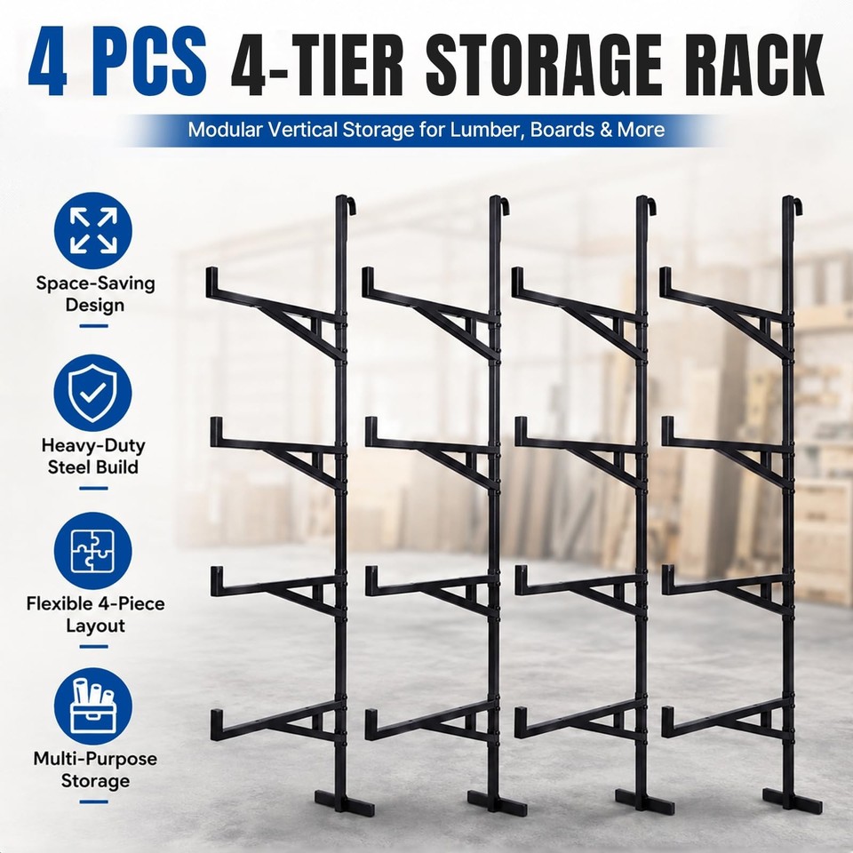 Shelf Rack Bracket Maeklon 4 PCS Shipping Container Shelving,Heavy Duty 4-Tier Storage ...