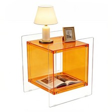 Clear Acrylic Nightstand Colorful Bedside Side End Table with Open Storage Shelf