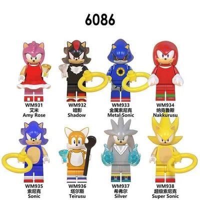 8x Custom Lego Sonic The Hedgehog Knuckles Video Game Hero MiniFigures Toy UK