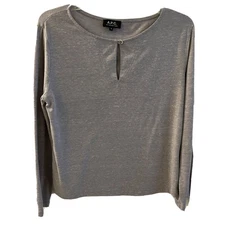 EUC APC Rue Madame Paris Women’s Gray  Long Sleeve Tee Shirt Blouse Size Small