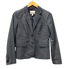 J Crew Blazer Womens 0 Schoolboy Jacket Blue White Polka Dot Lined Classic