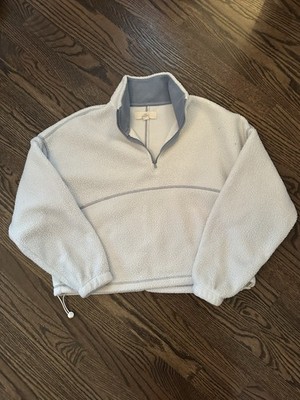 Thread & Supply Women s White and Blue Fleece Quarter Zip Size Small