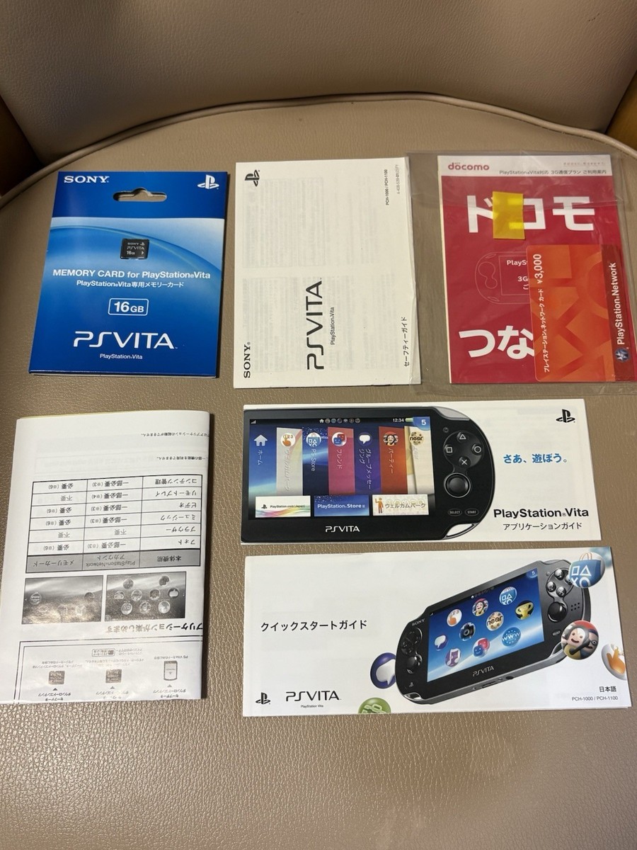 VITA　PCH-1100 Sony PS Vita PCH-1100 3G Wi-Fi Black Console Boxed 16GB Memory