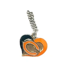 Chicago Bears Football Team Logo NFL Heart Swirl Charm Pendant 20" Necklace