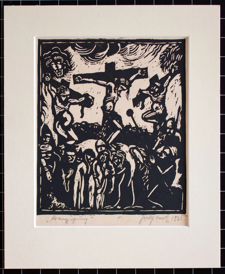 Kreuzigung Passion Christus Religion Expressionismus signiert Holzschnitt 1925 - Bild 2 von 4