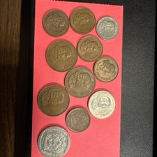 11 Coins from South Africa. 1 C, 2 C, 5 C, 10 C & 2 Rand. Description for dates