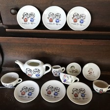 1960-70s Girls China Toy Tea Set-Plates/Cups/Teapot Japan 13 Pc; 9 From 1 Set