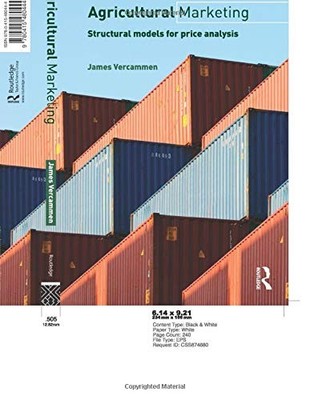 AGRICULTURAL MARKETING: STRUCTURAL MODELS FOR PRICE By James Vercammen
