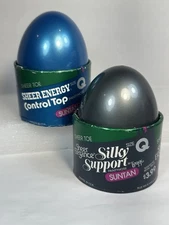 2 pairs L'eggs SUNTAN Size Q Sheer Energy Pantyhose Retro Egg Package NEW Vintag