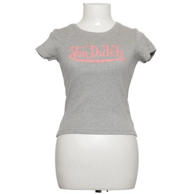 Von Dutch, T-shirt, Größe: M, Grau/Pink, Baumwolle, Print, Damen #hQX