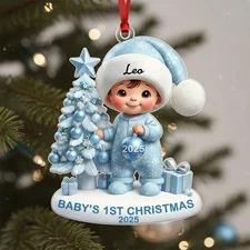 Baby's First Christmas Ornament, Personalized Newborn Christmas 2025 Ornament