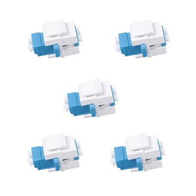 5 PCS Fiber Optic Keystone Jack Coupler LC Duplex Singlemode White SM