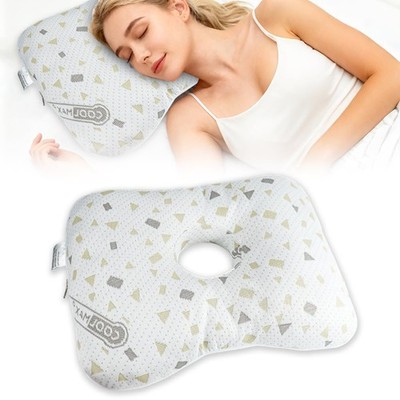 Naveso Ohr Piercing Kissen, Kissen mit Standard, weiß mit Tupfen 