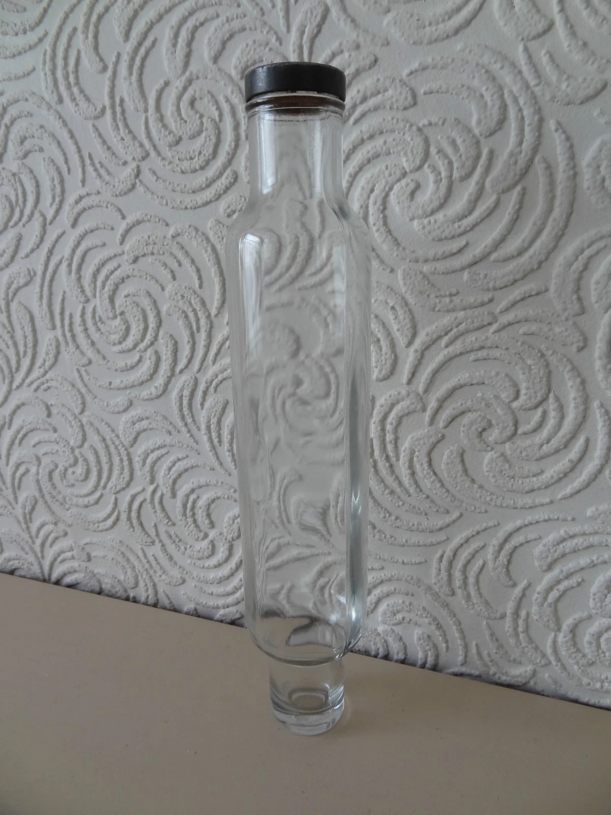 VINTAGE GLASS ROLLING PIN WITH METAL SCREW CAP