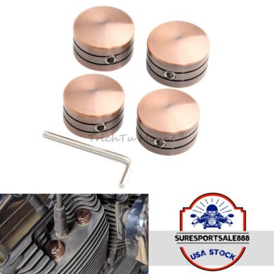 4PCS Motorcycle Copper Head Bolt Nut Protect Covers Cap Fit For Harley Twin Cam