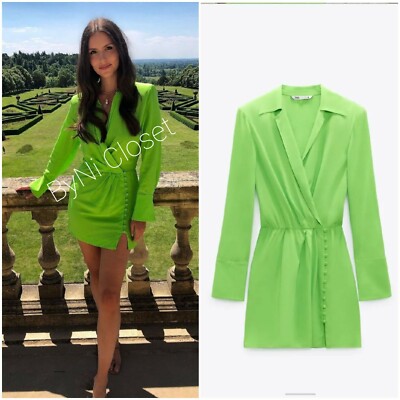 Zara shirt dress with shoulder pads Clearance