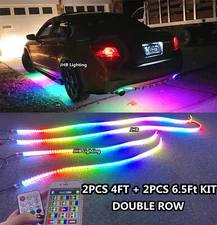 JHB Bluetooth Remote CHASING Flowing DOUBLE ROW LED Underglow Strips Lights Kit