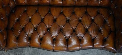 Fine Important Restored Pair of Antique Howard & Sons Leather Chesterfield Sofas - Picture 11 of 20