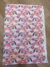 PINK RAINBOW HEARTS FLANNEL FABRIC PER YARD