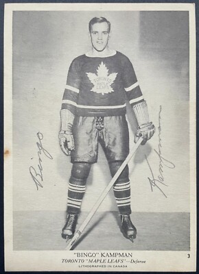 1939-40 OPC V301-1 Bingo Kampman Autographed Signed Card Toronto Maple Leafs JSA