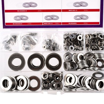 Large Flat Washer Metric Plain Gasket Ring Screw Bolt M2 3 to 24  Assortment Kit