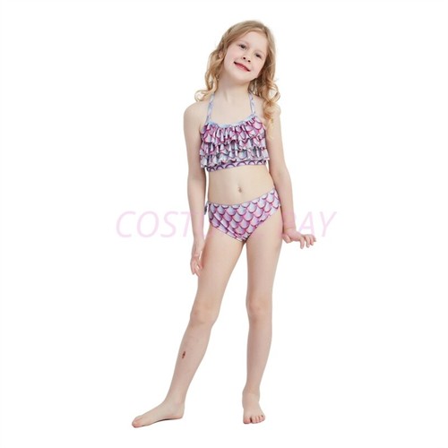 Kids Girls Mermaid Tail Swimming Costume Swimmable Monofin Swimwear Beachwear - Picture 18 of 113
